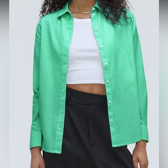 NWT Everlane Silky Cotton Relaxed Striped Button Down Oxford Womens Shirt Size 0 - Picture 10 of 10